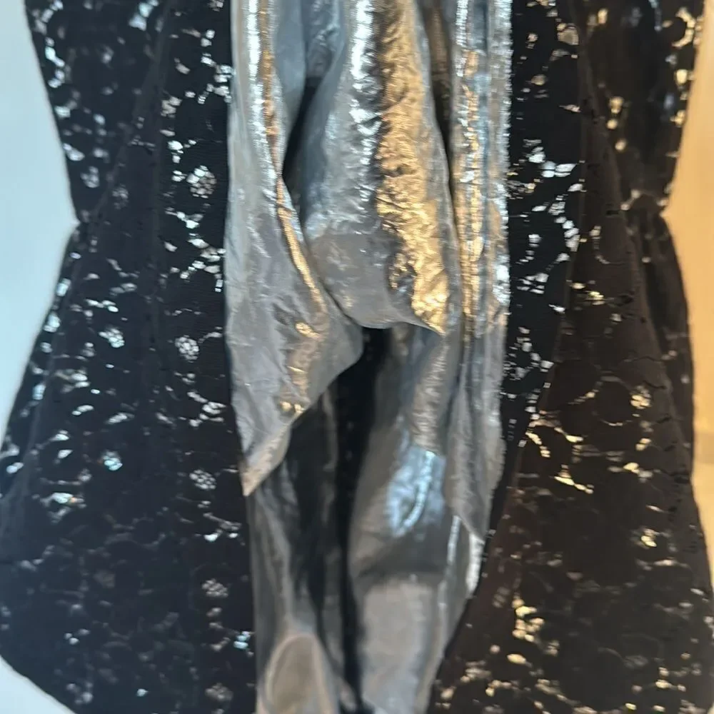 Justice Girl’s Size 10 Black Silver Dress Casual Formal Special Wear Lace EUC